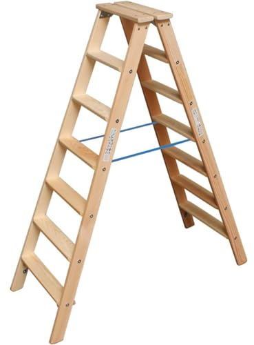 Krause 818447 Stabilo Stufen-Doppelleiter, Holz, 2x7 Stufen
