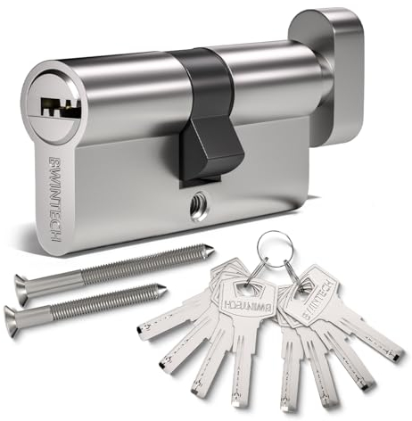 Bwintech 70 mm (35T/35) serratura a cilindro in lega di zinco nichel, serratura a cilindro della porta, chiave chiave con 8 chiavi orizzontali a fossetta