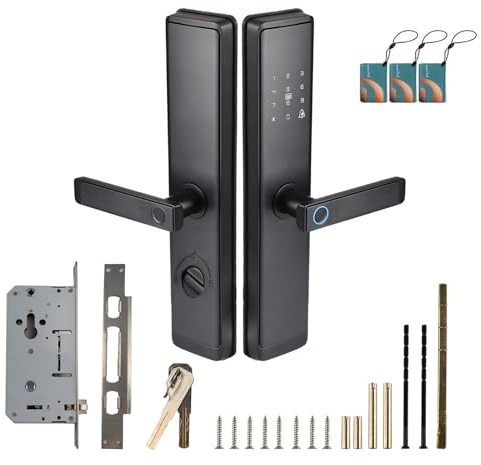 Les-Theresa Serrure de Porte Intelligente, Connectée, Serrure Porte D'entrée Electronique avec Clé Mécanique pour Maison, Appartement, Bureau, Chambre à Coucher
