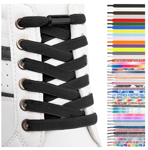 SULPO 2 paia Lacci scarpe elastici piatti - stringhe elastiche - Lacci colorati con chiusura rapida - Lacci elastici per sneakers - Lacci per bambini e adulti