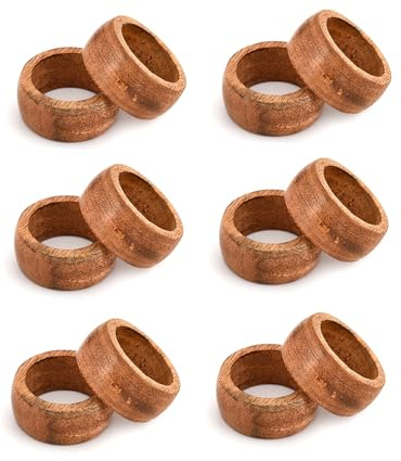Mahasu Napkin Ring Mango Wood Set of 12 for Table Décor Dinner Wedding Party Dining Parties Natural Wood Color Outer Diamter (Inch) : 2 & Size Inner Diamter (Inch) : 1.5