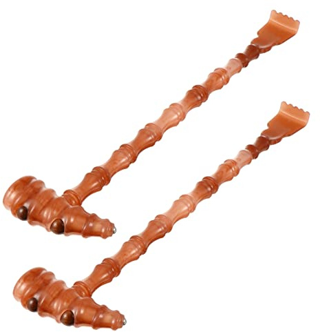 Massage Klopfhammer Holz und Stahl aus Pp 2 Stück | Braun, Hornförmig, Ergonomischer Griff, für Zuhause und Reise, Kratzfunktion