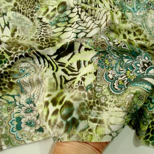 TOLKO skrynkelfri sommar jersey metervara för skjorta klänning kjol | mjuk ogenomskinlig elastisk | Klädsel kostym tyg jerseytyg | 160 cm breda tyger för sömnad och dekoration (grön oas)