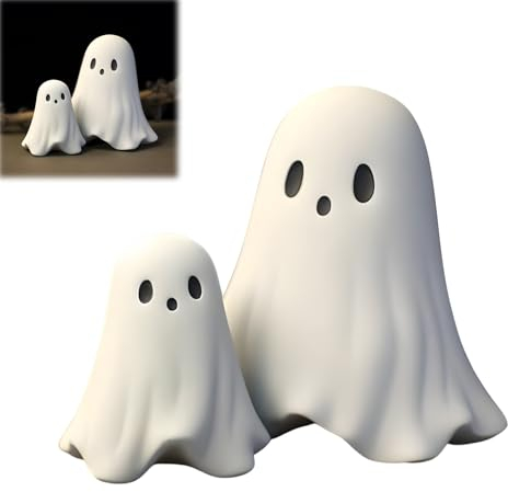 Niedliche Keramik Geist Statue - Gruselige Halloween Deko für Zuhause, Resin Geisterfigur für Innen- und Außenbereich, Halloween Tischdeko und Regaldekoration