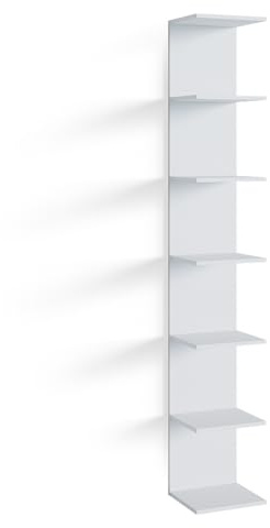 Vicco Wandregal Paolo, Weiß, 30 x 190 cm | mit 6 offenen Fächern, zur wandmontage geeignet für flexible Aufbewahrungslösungen