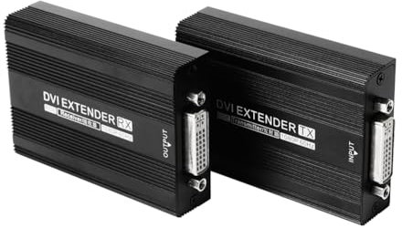 Xuodawer Extensor de Red DVI1815 150M Extensor RJ45 DVI 1080P HD Transmisor Receptor Compatible con Fuente de Alimentación PoE con Enchufe de la UE