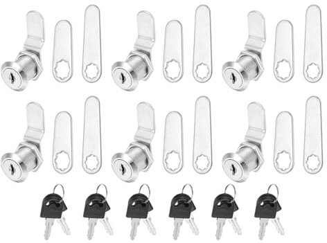 PATIKIL Chiavi Alike per Serrature per Armadi da 3/4 Pollici, 6 Pezzi Serratura Cam per Sostituzione Cilindro Serratura Cassetto per RV Cassetta Postale, Argento