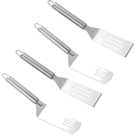 Unomor 4pcs Quality Stainless Steel Frying Spatula Teeth Steak Pizza Spatulas Kitchen Supplies