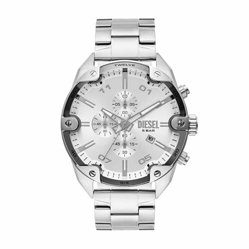 Diesel Spiked-klocka för män, Quartz Chronograph-urverk med armband i rostfritt stål