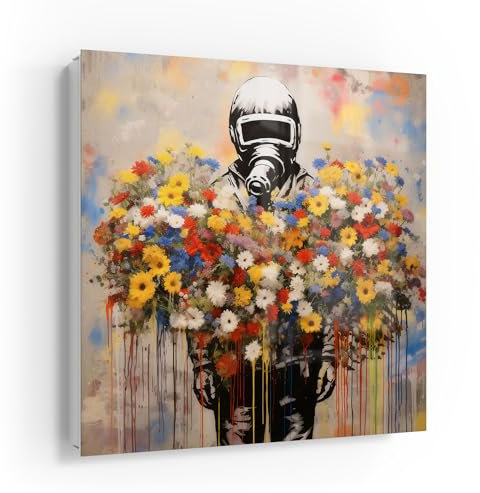 DEQOART Cassetta portachiavi bianco, 30 x 30 cm, motivo fiori spaziali, in vetro e metallo, con 50 ganci + 2 calamite, scatola dal design moderno magnetica e scrivibile