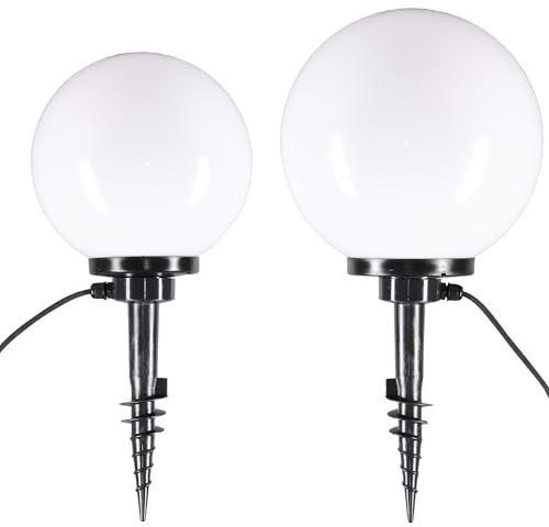Kugelleuchten Kugellampen Erdspieß Leuchte 2er-Set Ø 20/30cm Außenleuchten 230V inkl. 2,5m Kabel/Stecker