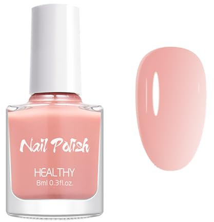 Nail Varnish - Jelly Pale Pink Nail Polish - Quick Dry & Long Lasting Light Pink Nail Polish - High Glossy Natural pink Nail Varnish - No Need Uv Lamp for Women Girls DIY Manicure