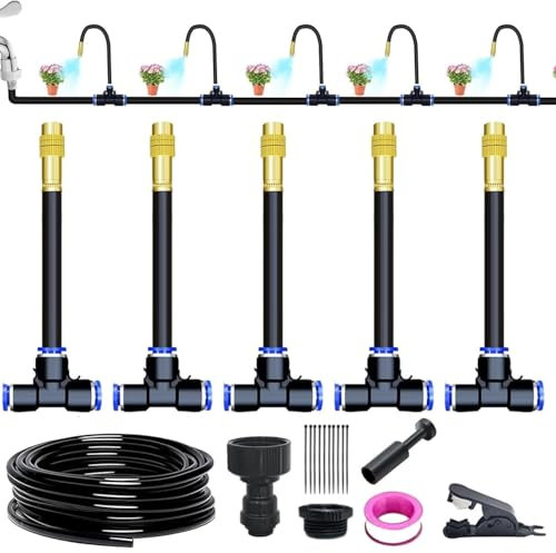 Sistema di irrigazione, tubi di irrigazione, set di irrigazione automatici, kit di irrigazione a goccia fai da te con attacco rapido, sistema di nebulizzazione, for piante da giardino, paesaggistiche