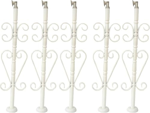 Lot de 5 balustres de terrasse en acier inoxydable de 86,1 cm avec support réglable à 270° et base plate – Lot de 5 broches pour balustrades blanches durables