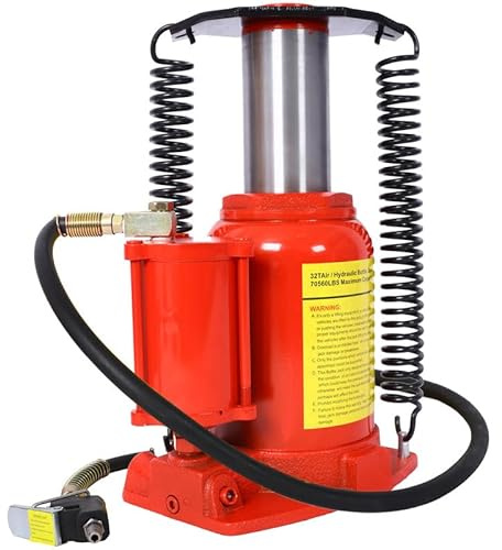 Air Hydraulic Bottle Jack,32 Ton/70550LBS LBS All Welded Bottle Jack,10-16.3 inch Lifting Range,Manual Handle and Air Pump,for Car,Pickup,Truck,RV,Auto Repair,Industrial Engineering,Red
