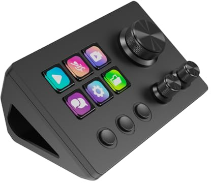 Basicolor N3 Stream Controller Deck with 6 LCD Macro Keys,3 Buttons&3 Knobs-Programmable Macro Keypad for Streaming (YouTube, OBS, Twitch),Content Creation (Adobe), Productivity&Gaming (Mac/PC)