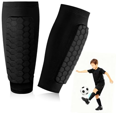 Tatxmalv Par Espinilleras de Fútbol para Hombre, Espinilleras Ski con Forro de Espuma de Panal, Transpirables, Antideslizantes, Espinilleras Futbol Anticolisión para Niños y Adultos, 1 Par (XS)
