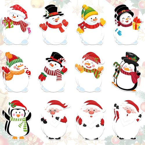 ElevaPulse 24 Pack Haftnotizen Weihnachten, Mini Haftnotizen Weihnachten mit Schneemann, Süße Haftnotizen für Büro, Schule, Geschenke, Wiederablösbare Weihnachten Notizblock