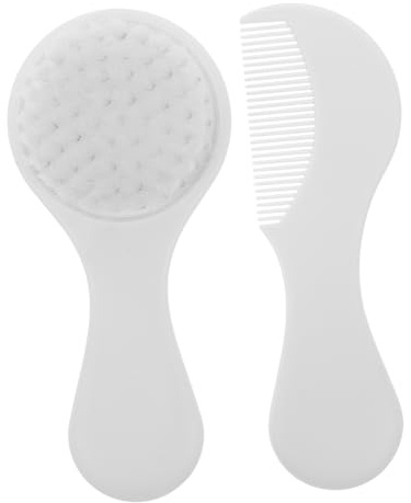Kisangel 2pcs Comb Soft Brush Set for Newborn Hair Brush and Comb Set Gentle Scalp Massage Function for Cradle Cap Treatment and Bath Grooming