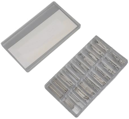 HUSHUI 300pcs Stainless Steel Watch Split Pin, Transparent Storage Box with 20 Sizes for Watch Repair and Watchband Link Replacement