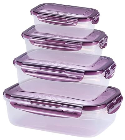 WSSH 4er-Set Frischhaltedosen mit Deckel, Gefrierbox-Set, geeignet für Mikrowelle, Kühlschrank, spülmaschinenfest, wiederverwendbar, Aufbewahrungsdosen für Mahlzeiten, luftdicht und auslaufsicher