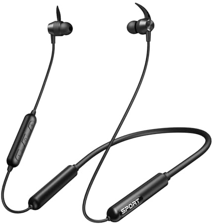 CXK Neckband Bluetooth Headphones, Bluetooth 5.3 Headphones 80Hrs Extra Long Playtime Stereo Bass in-Ear Headsets with Mic, IPX6 Waterproof Earphones, Neckband Earbuds for Sport, Business, Black