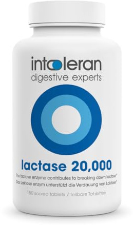 Intoleran Lactase 20,000 Digestive Enzymes - 150 Scored Tablets | Supplement for Lactose Intolerance | Lactase Enzyme that Helps Digest Dairy & Lactose | Highest Dosed & Fast Acting | Pure & Vegan