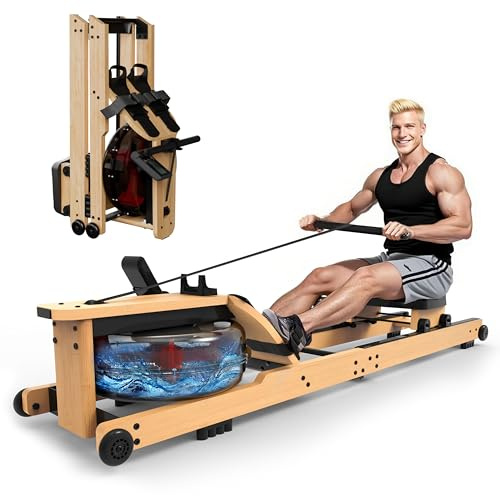 Aeriflo Máquina de Remo para Casa, Plegable, Agua, Madera de Bambú