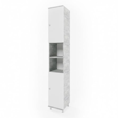 Vicco Mobile bagno alto Fynn, Calcestruzzo, 30 x 190 cm, per la conservazione di articoli da bagno e asciugamani