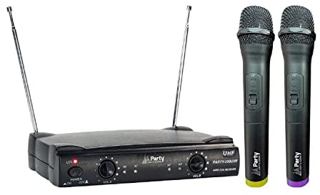 PARTY - PACK DE DEUX MICROS SANS FIL UHF À 2 CANAUX ET UN RÉCEPTEUR PARTY-200UHF
