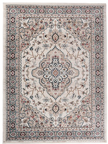 Carpeto Orientteppich Teppich Beige 180 x 250 cm Medaillon Klassisch Muster - Wohnzimmer Schlafzimmer Esszimmer