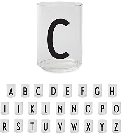 Design Letters Persönliches Trinkglas (C) | Dekorative Wassergläser 350 ml | Ideal als Geschenk | Dänisches Design | H: 10,5 x T: 7,5 cm