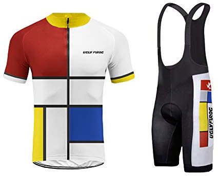 UGLY FROG Radtrikot Herren Kurzarm Fahrradbekleidung Set Outdoor Sports Radfahren Jersey + Radfahren Latzhose Shorts im Sommer
