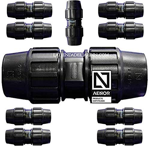 Suinga Pack 10 MANGUITO ENLACE POLIETILENO 20MM. Producto con certificado AENOR utilizado en tuberías 20 mm para uso fontanería, riego y obras, negro