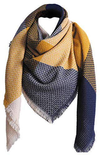 Jacyren - Sciarpa da donna, XXL, calda, morbida, a quadri, autunnali, sciarpe di lana 00A XXL