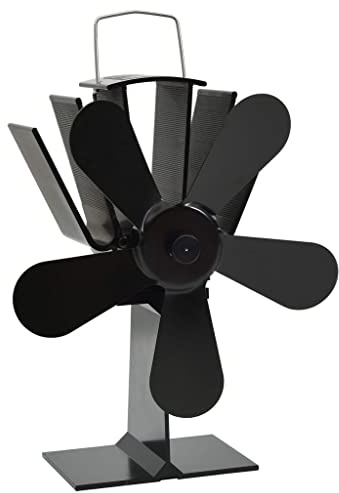 vidaXL Wärmebetriebener Kaminventilator 5 Blätter mit feuerfesten Drähten Stromlos Kaminofen Ventilator Ofenventilator Eloxiertes Aluminium Schwarz