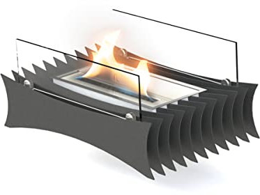 LILIMO Edelstahl Tischkamin Modica | 47,5 x 30 x 35 cm| Freistehender Bio-Ethanol Kamin | in schwarz