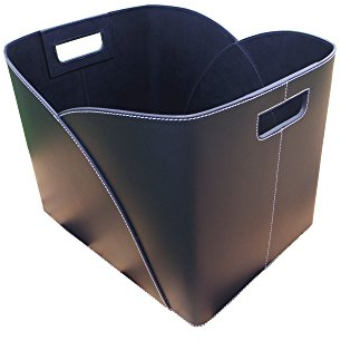 TermaTech Holzkorb Umschlag Lederkorb schwarz aus recyceltem Leder