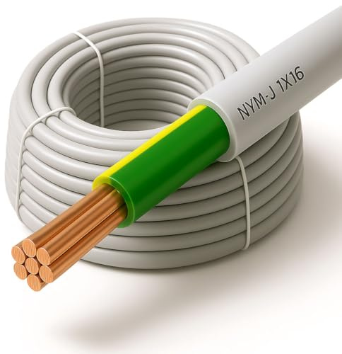 50 Meter - 1x16mm² Blitzschutz Erdungskabel - XmediaSat NYM-J 1 x 16 mm² grau