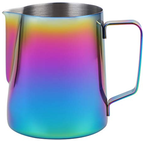 Pot à lait en acier inoxydable, tasse à café à main pour mousseur de lait avec marque de mesure, pichets à lait parfaits pour la fabrication d'expresso de cappuccino Barista(600ML Coloré)