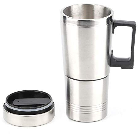 Tiiyee Car Heating Cup, Mini Autoseal Travel Mug Stainless Steel Thermal Vacuum Flask Leakproof Tumbler Coffee Easy Clean Lid Electric Kettle for Truck Portabel Mutiple Temperature Water Auto