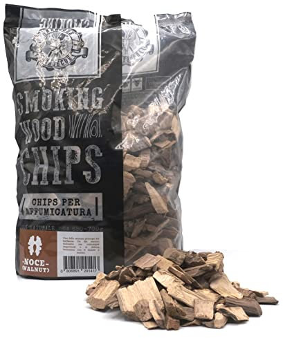 BBQ CHIPS NOCE - WALNUT - Legna per affumicatura HARDCORE BARBECUE - Pezzi di legno per affumicare al sapore di Hickory- Circa 500-700 gr