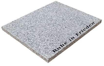 Granitplatte 50x40x3 cm grau mit Gravur für Urnengrab Grabmal Grabstein Grabplatte