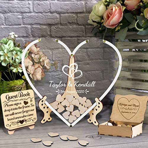 Personalisierte Benutzerdefinierte Text Rustikale Hochzeit Gästebuch, Herz Gästebuch,Hochzeit Gästebuch Alternative, Herz Rahmen Hochzeit Gästebuch, Gästebuch Zeichen, Hochzeit Dekor