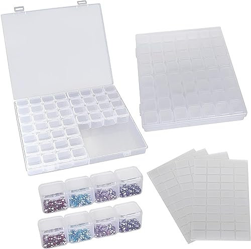 SENENQU 2 stycken 56 fack diamantmålning förvaringslåda – 21 x 17,5 x 2,5 cm – plastlåda, organisatör, diamantmålning, tillbehör, sorteringslådor för diamantmålning, små delar, naglar, örhängen