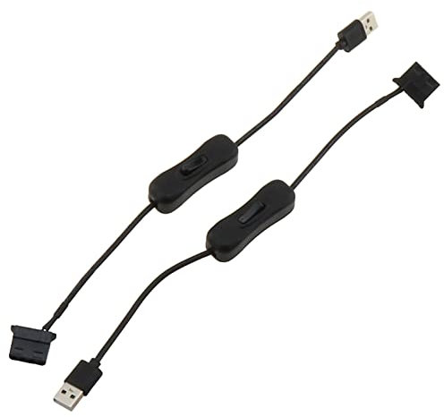 DGZZI Cable adaptador de cable USB a ventilador Molex de 4 pines con interruptor de 12 V a 5 V
