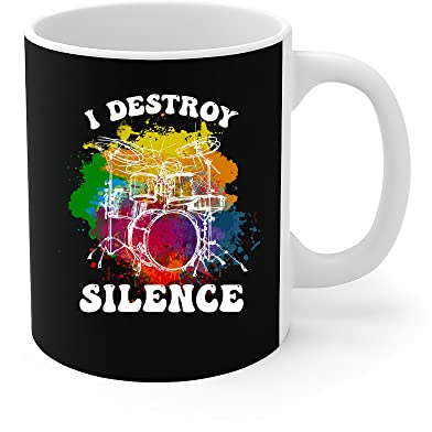 456 Mugs Batterie I Destroy Silence Musique Personnalisable Tasse En Céramique Café Aquarelle Tasses De Petit Déjeuner Pour Fête Des Mères Maman Collègue 330Ml