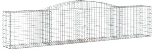 vidaXL 15x Paniers à Gabions Arqués Cages à Gabions Arquées Murs de Gabion Barrières de Jardin Terrasse Extérieur 400x50x80/100 cm Fer Galvanisé