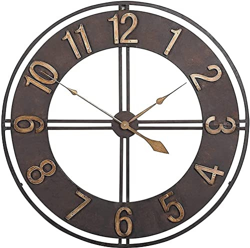 60 cm große Garten-Wanduhr für den Außenbereich, Gartenuhr mit offenem Gesicht aus Metall, wasserdichte Außenuhr für drinnen und draußen für das Wohnzimmer, Moderne riesige Uhr aus