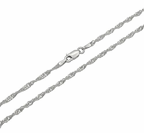 Kauf-mich-weg Singapurkette 925 Sterling Silber rhodiniert 2,4mm breit Länge wählbar 45 50 55 60 cm Silberkette anlaufgeschützt Halskette Kette Damen (45)
